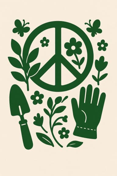 Icon of gardening tools and a plant